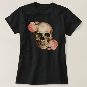 T-shirt Vintage Rosa Skull Collage