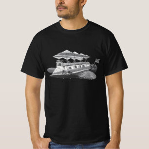T-shirt Vintage Science Fiction Steampunk Airship Eclipse