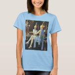 T-shirt Vintage Science Ficty Beauty Salon Spa Manicures<br><div class="desc">Ilustração Vintage Ciência Ficção aliens futuristas e imagem de robôs com uma bela mulher fazendo seus cabelos e unhas (manicura e pedicura) em um salão de spa e beleza do futuro. O marido dela está no monitor impacientemente olhando para o relógio. Um clássico design de quadrinhos retrô de ficção científica....</div>