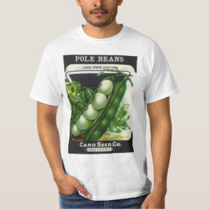 T-shirt Vintage Seed Packet Label Art, Feijões de Lima Pol