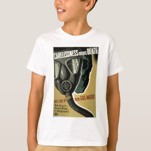T-shirt Vintage - Segurança da Máscara de Gás da Segund