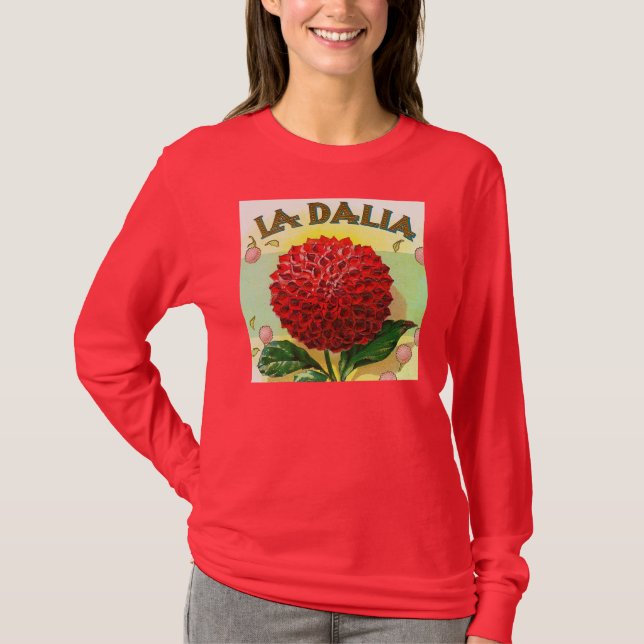 T-shirt Vintage vermelho da dália (Frente)