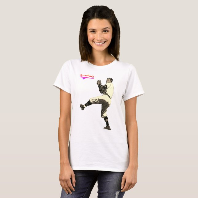 T-shirt Vintage Vintage Baseball Pitcher (Frente Completa)