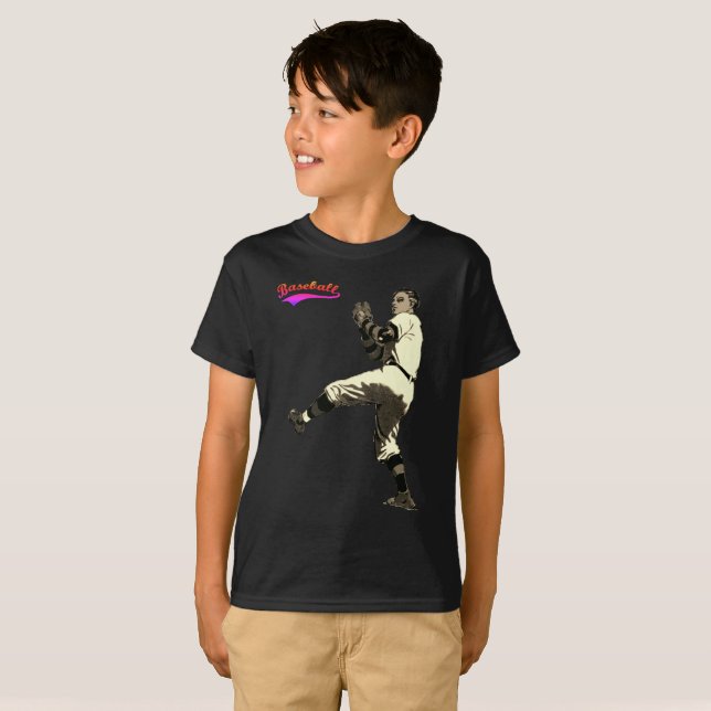 T-shirt Vintage Vintage Baseball Pitcher (Frente Completa)