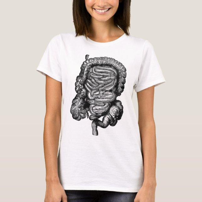 T-SHIRT VINTAGEM DE DIAGRAMA DE INTESTINAS (Frente)