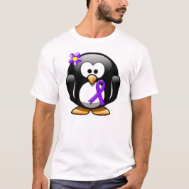 T-shirt Violet Ribbon Penguin, Linfoma Hodgkin