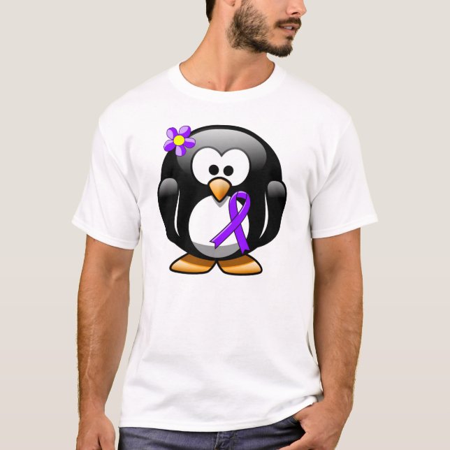 T-shirt Violet Ribbon Penguin, Linfoma Hodgkin (Frente)