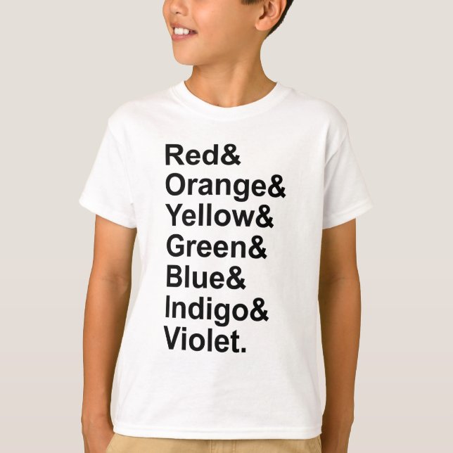 T-shirt Violeta Azul-Amarelo Vermelho ROYGBIV (Frente)