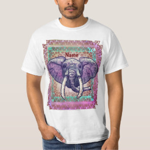 T-shirt violeta da cara do elefante