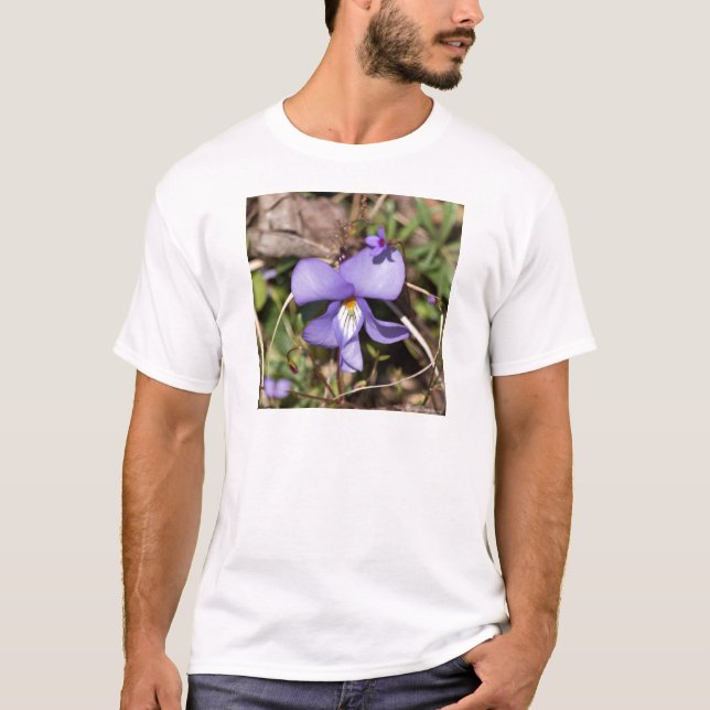 T-shirt Violeta de Pássaros com Bluets (Frente)