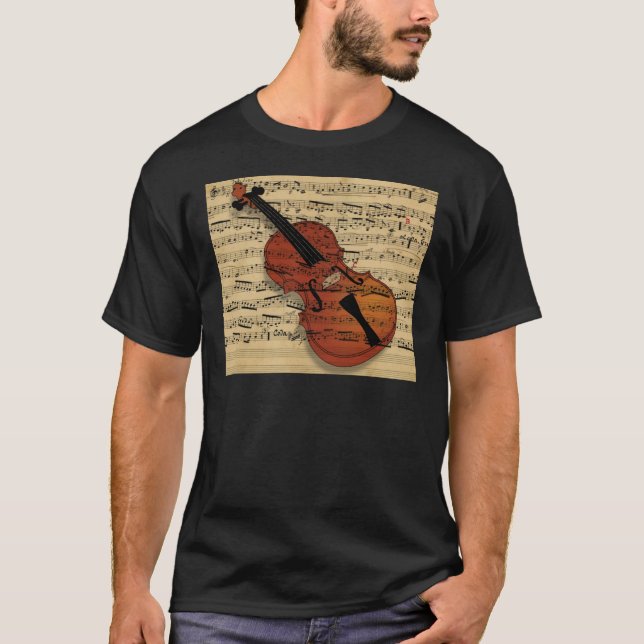 T-shirt Violin Vintage Music (Frente)