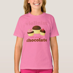 T-shirt Violinista vai jogar pelo chocolate