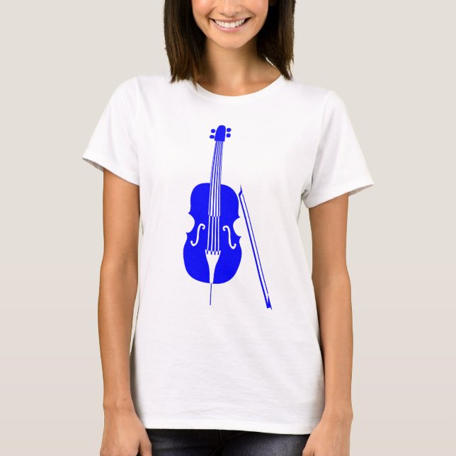 T-shirt Violoncelo - Azul (Frente)