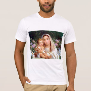 T-shirt Virgem Abençoada Maria e Criança Criança Jesus