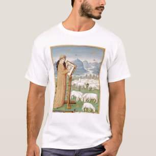 T-shirt Virgil escrevendo em um campo dos carneiros e das