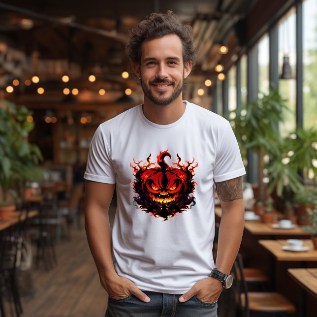 T-shirt visage citrouille flamme, Halloween (Criador carregado)