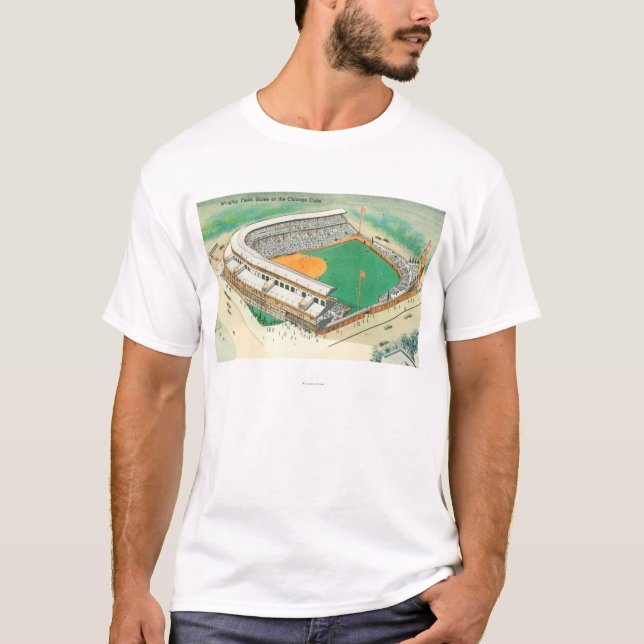 T-shirt Vista aérea do campo de Wrigley # do 3Chicago, IL (Frente)
