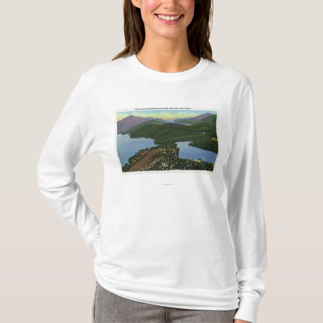 T-shirt Vista aérea do Lake Placid & do lago mirror (Frente)