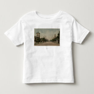 T-shirt Vista da rua de Cajon com quatro igrejas