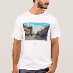 T-shirt Vista da rua principal com os carros de Ford do