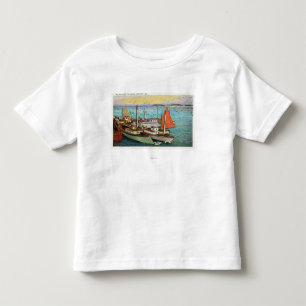 T-shirt Vista de gaivota e de navios de mar no cais