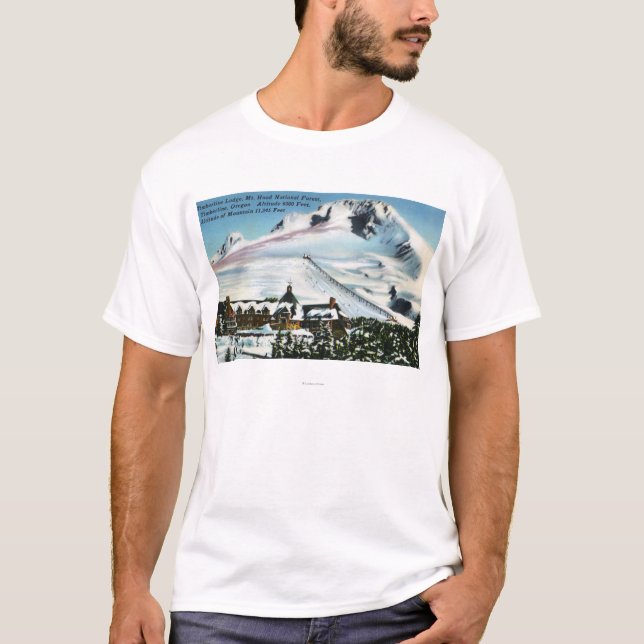 T-shirt Vista do alojamento do Timberline, capa do Mt no (Frente)
