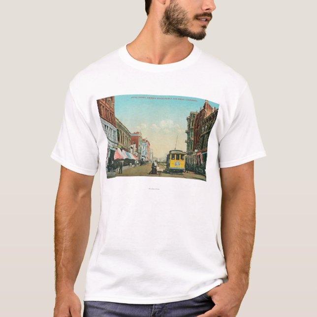 T-shirt Vista do norte da 5a rua da rua de F (Frente)