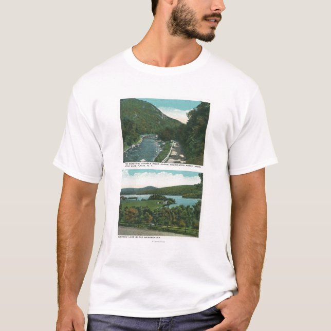 T-shirt Vista do rio de Ausable e do lago Schroon (Frente)