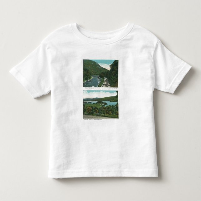 T-shirt Vista do rio de Ausable e do lago Schroon (Frente)