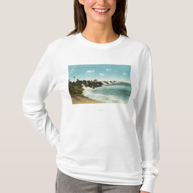 T-shirt Vista do surf e do quebra-mar (Frente)