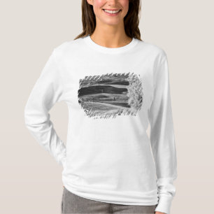 T-shirt Vista em preto e branco de estrada sinuosa