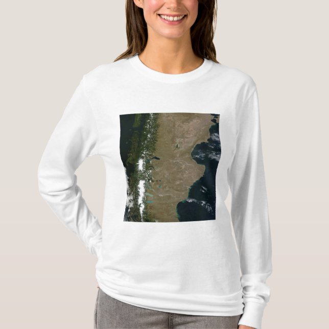 T-shirt Vista por satélite da região da Patagônia (Frente)