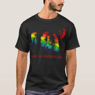 T-shirt viva a evolução! chimpanzés arco-íris