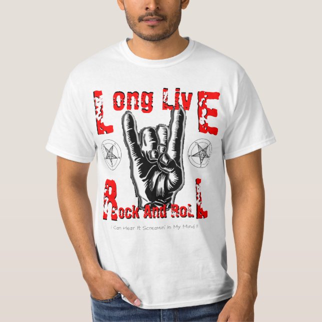 T-shirt Vive por muito tempo o rock and roll (Frente)