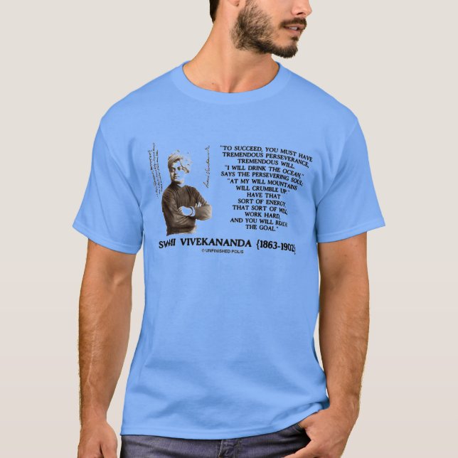 T-shirt Vivekananda A Ter Perseverança Vai Alcançar (Frente)