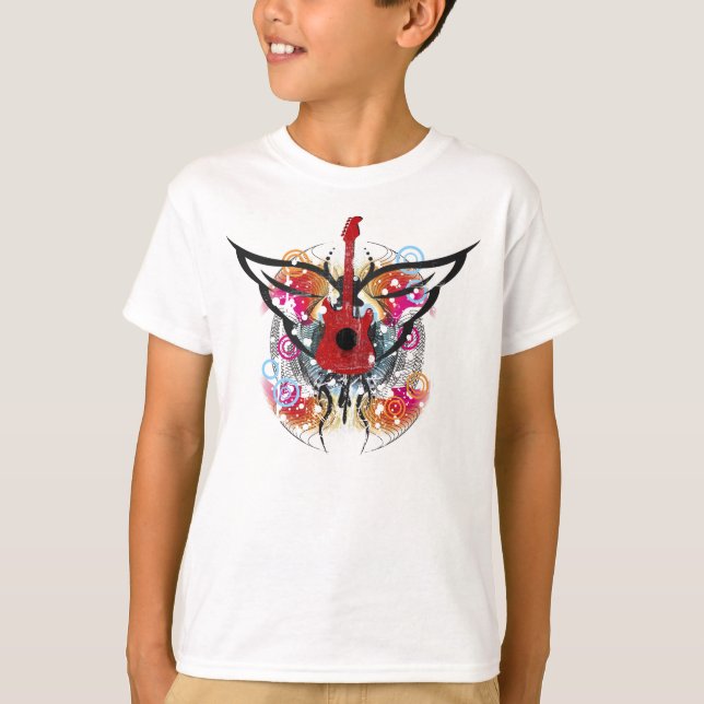 T-shirt voado da guitarra (Frente)