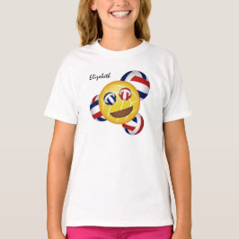 T-shirt Vôlei sorridente emoji vermelho branco e azul