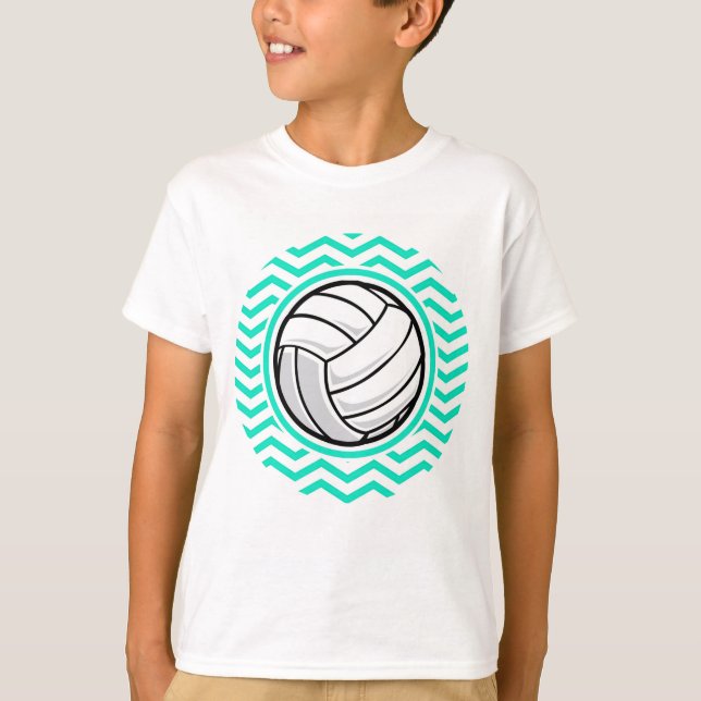 T-shirt Voleibol; Aqua Green Chevron (Frente)