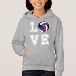 T-shirt Voleibol do amor - roxo, branco e preto