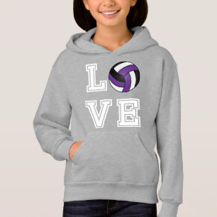 T-shirt Voleibol do amor - roxo, branco e preto