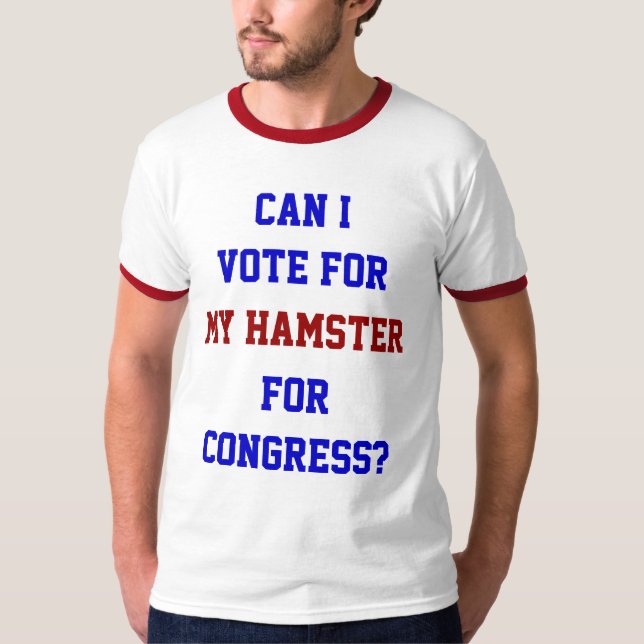 T-shirt Votar No Meu Congresso De Hamster Engraçado Políti (Frente)