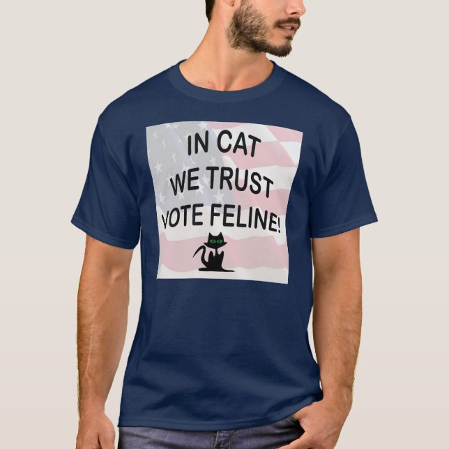 T-shirt Vote Cat com Bandeira Americana (Frente)