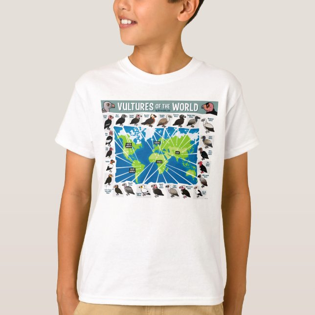 T-shirt Vultos do Mapa Mundial (Frente)
