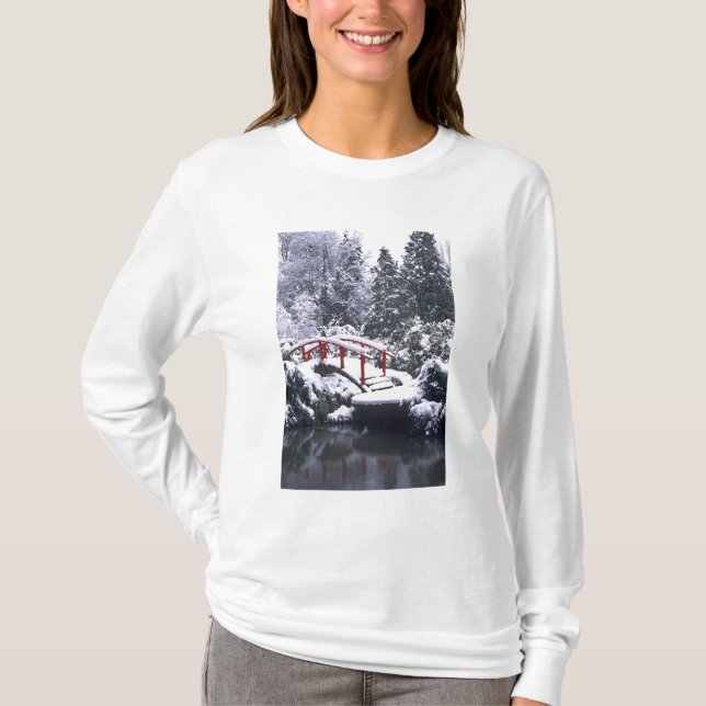 T-shirt WA, Seattle, Ponte da Lua e lago após o inverno (Frente)