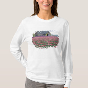 T-shirt WA, Vale do Skagit, Campo de Tulipas e Celeiro