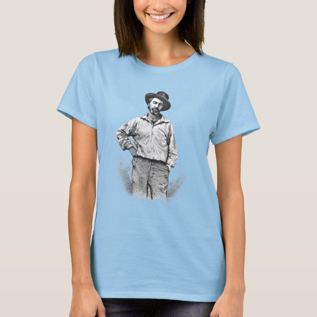 T-shirt Walt Whitman "Eu acredito em uma folha de erva" Co (Frente)
