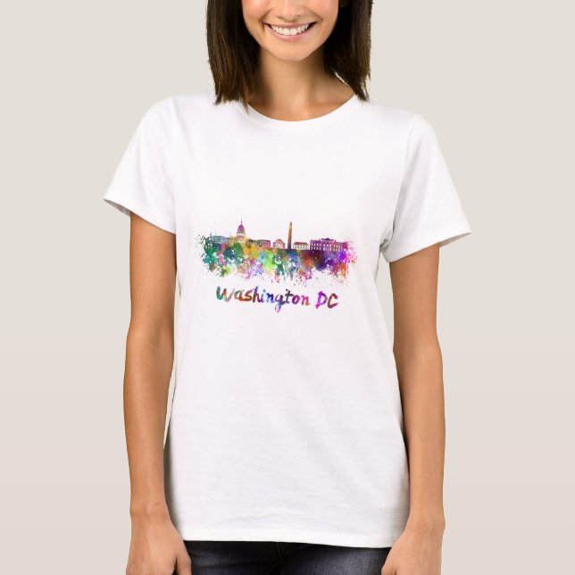 T-shirt Washington DC skyline in watercolor (Frente)