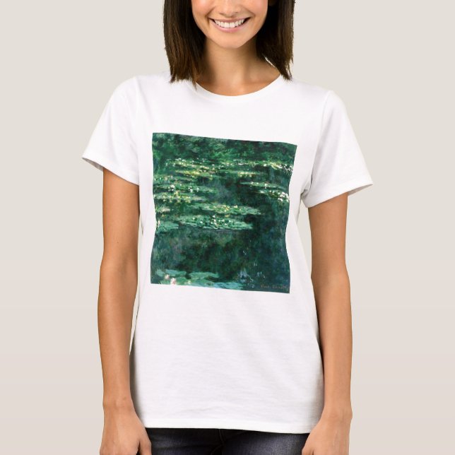T-shirt WATER LILILIES IN GREEN POND por Claude Monet (Frente)