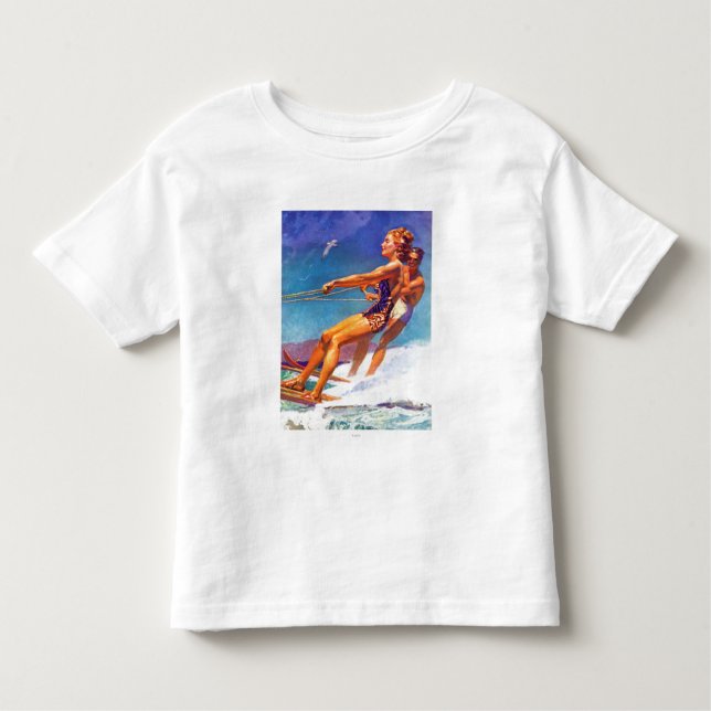 T-shirt Water Skier por McClelland Barclay (Frente)