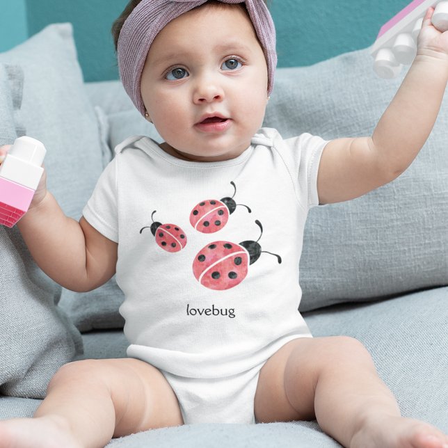 T-shirt Watercolor Ladybug Lovebug Baby Bodaito (Criador carregado)